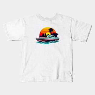 boat miami themes full color Kids T-Shirt